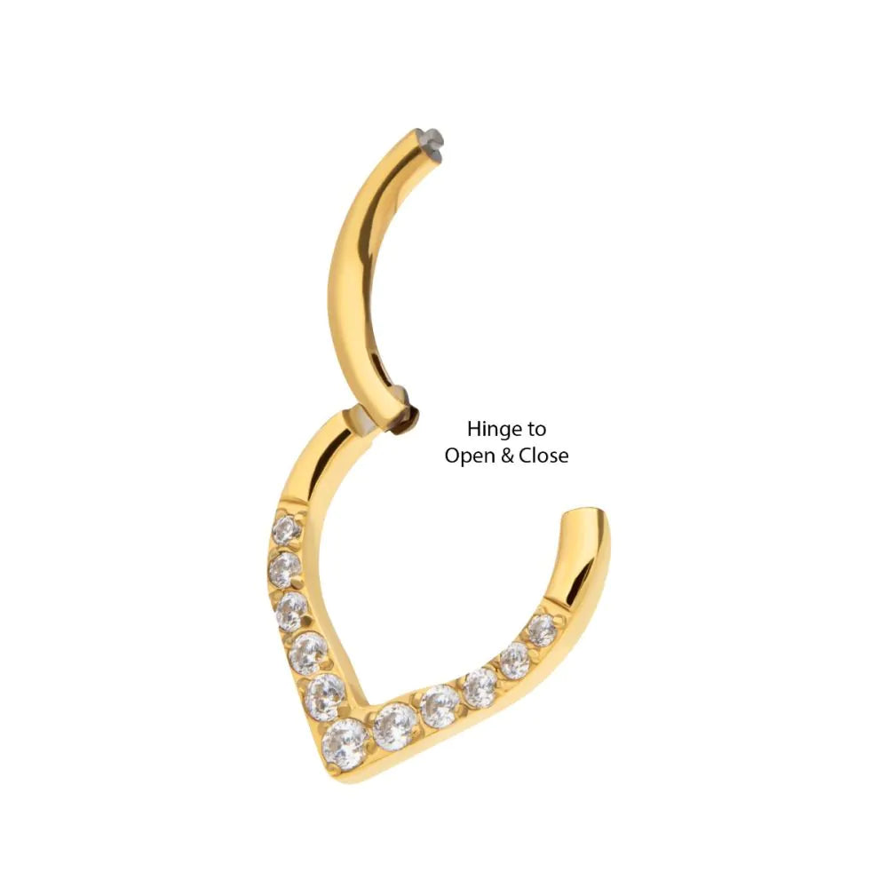 Set Gem Front Facing Teardrop Hinged Segment Clicker