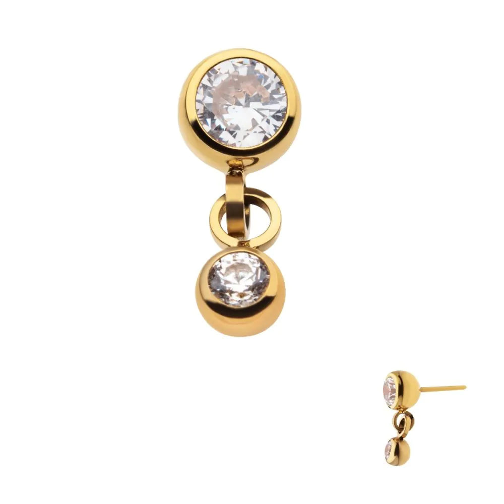 Double Bezel Set CZ Dangle Top