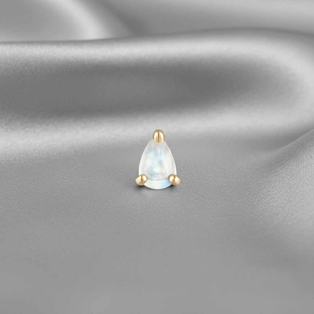 Rainbow Moonstone Pear Threadless End by Buddha Jewelry
