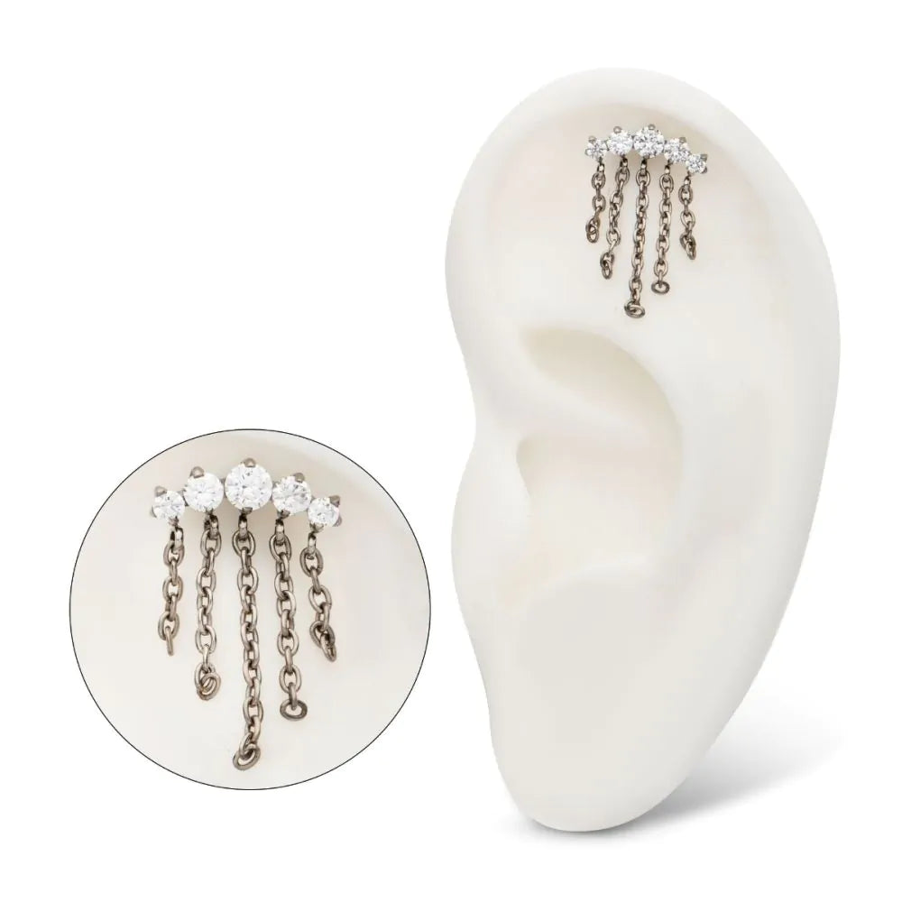 5-Cluster Round AAA CZ Top with 5 Dangle Chains