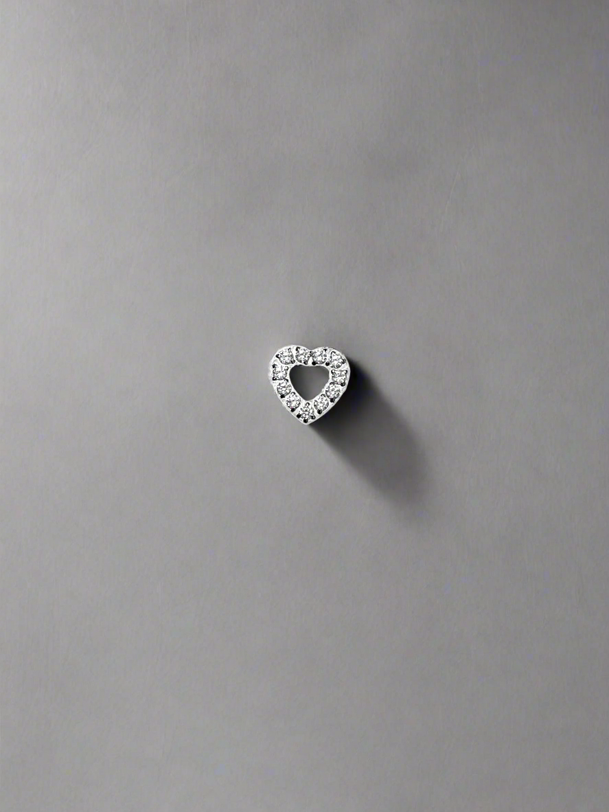 Titanium Internal Threaded Heart with CZ