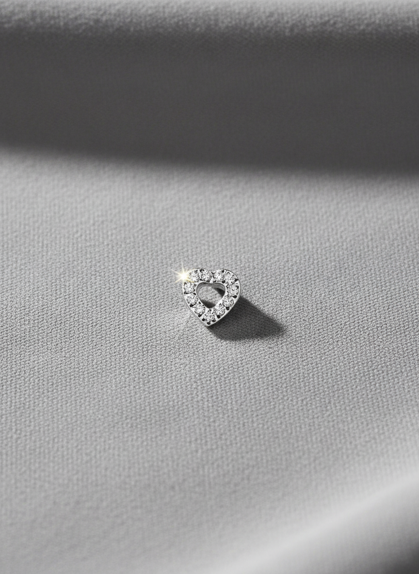 Titanium Internal Threaded Heart with CZ