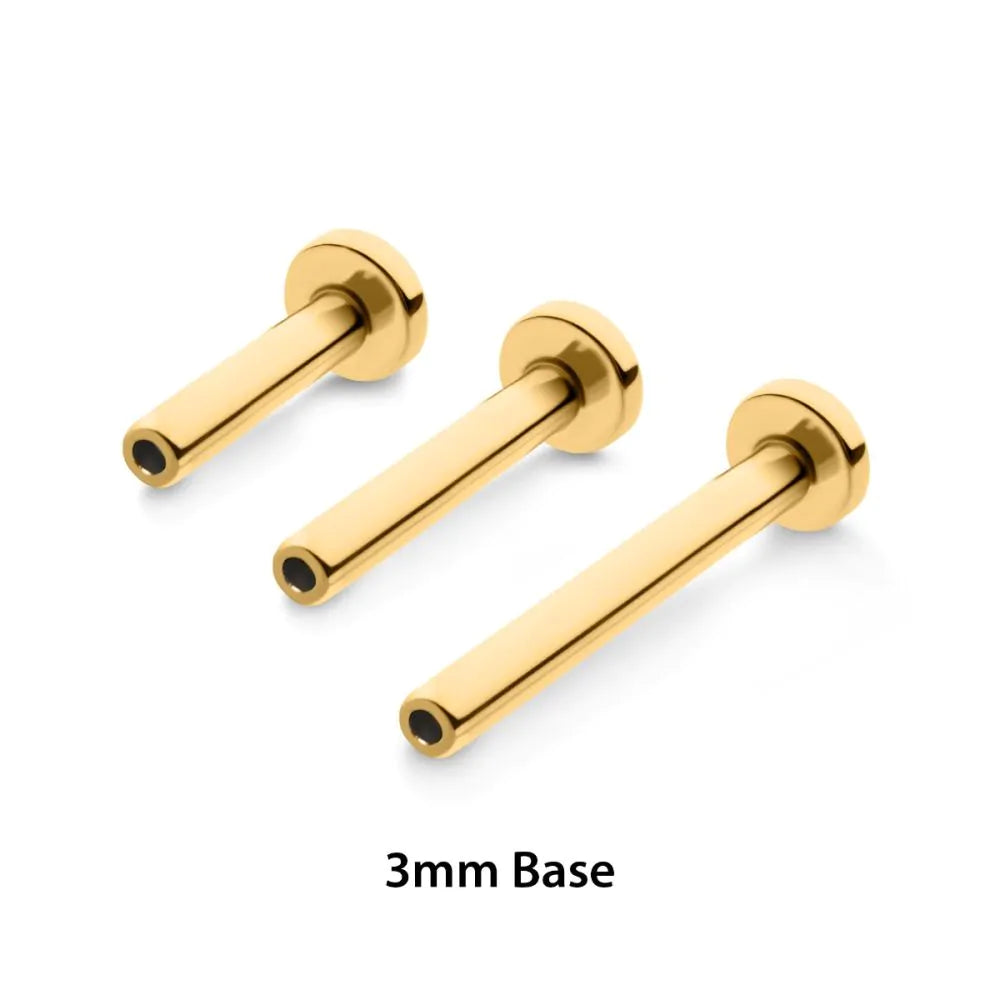 24KT Gold PVD Threadless Labret with 3mm Base