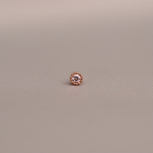 Round Gem Beaded - 14K Rose Gold