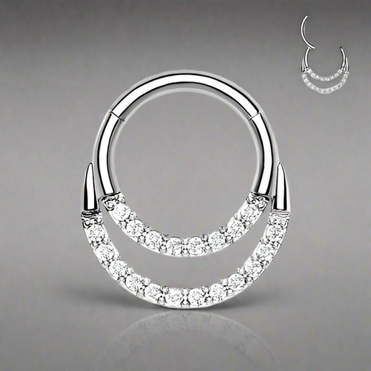 Double Curved Set CZ Segment Hinged Clicker