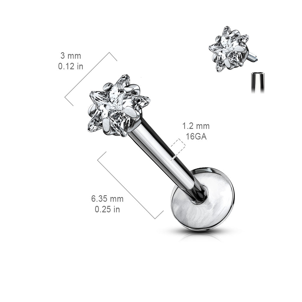 Titanium Internal Threaded CZ Star Top