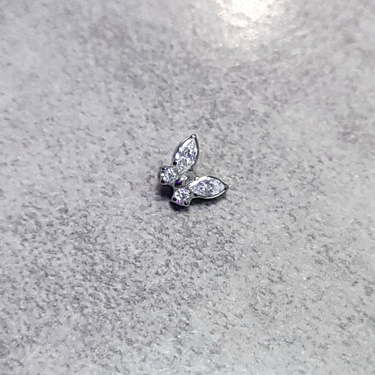 Titanium Internal Threaded Butterfly With CZ