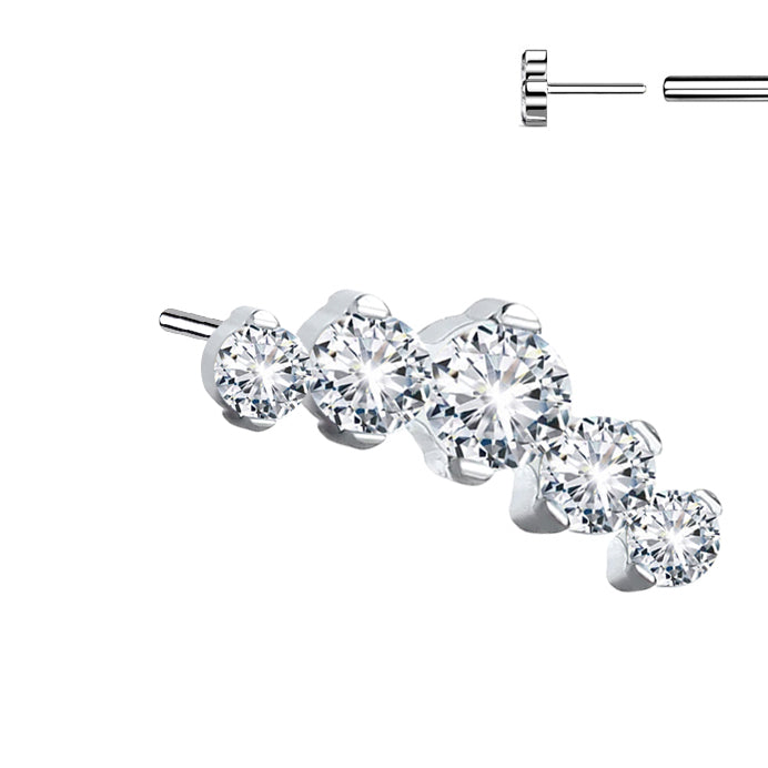 Titanium Threadless 5Prong CZ Top